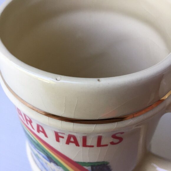 Niagara Falls Rainbow Large White Ceramic Souvenir Mug Cup Stein Vintage 80's - Picture 5 of 12